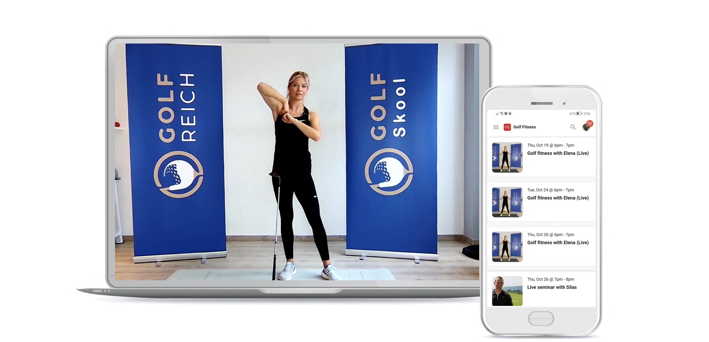 Golf-Fitness auf Laptop & Handy